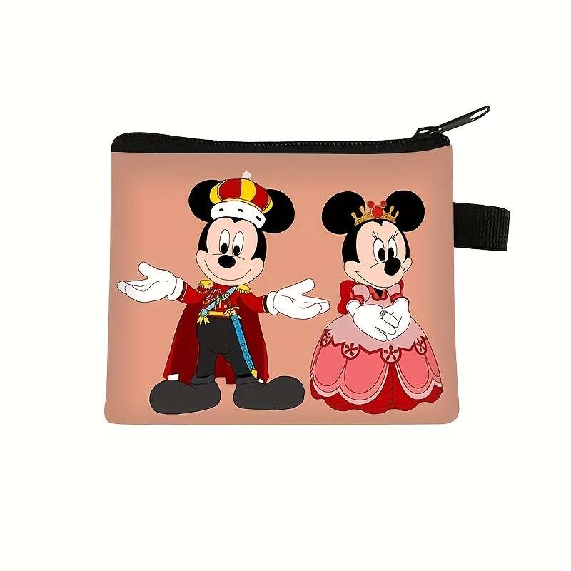 1pc Minnie Mouse Mini Coin Pouch Cute Zippered Cartoon Bag with Playful Design Polyester Materia