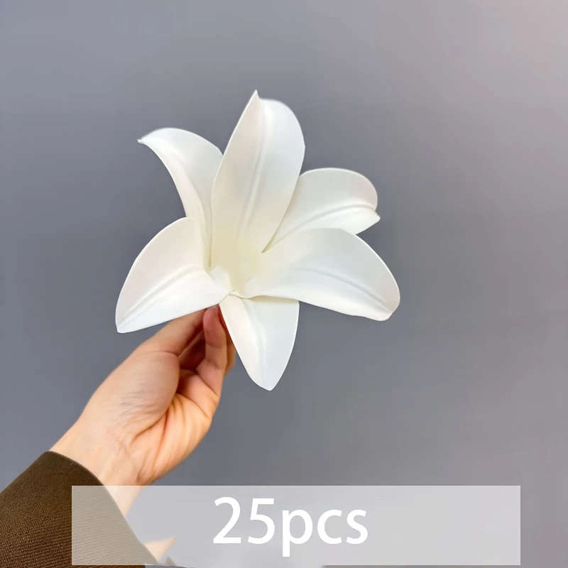 25pcs Elegant Fabric Lily Flower Heads