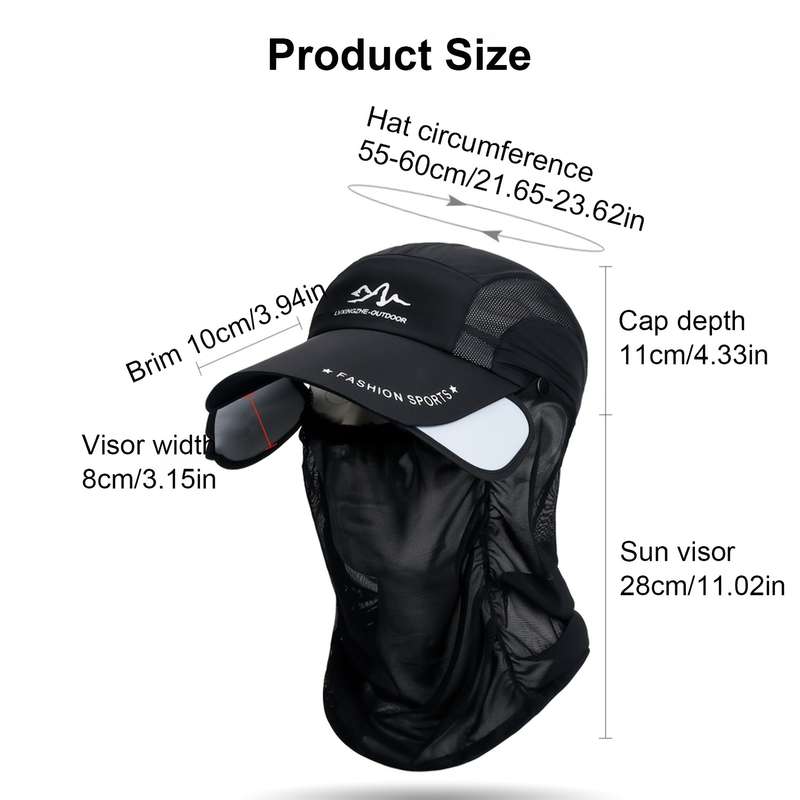 1pc Lightweight Quick-Dry Breathable Fishing Hat for Men Women UV Protection Sun Hat with V