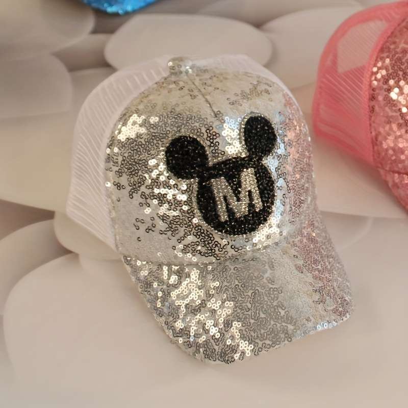 1pc 1 Disney Mickey Spring Summer baseball cap Sun shade cap Sun Shield Breathable Korean sequin me