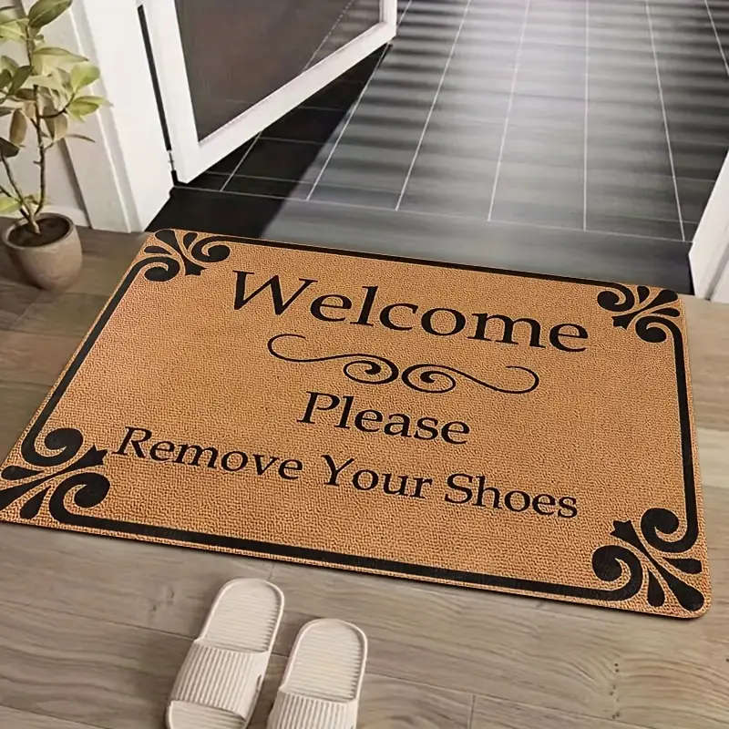 1pc Boho Chic Brown Welcome Door Mat Machine Washable Non-Slip Lightweight Dirt-Resistant Polyester