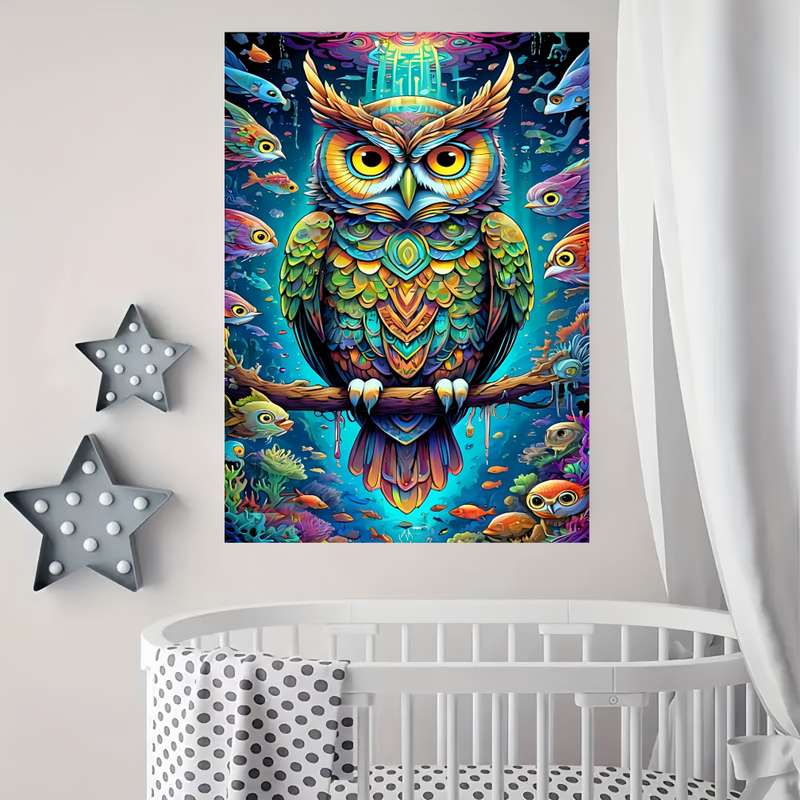 1000pcs Thick Durable Owl-Themed DIY Jigsaw Puzzle for Adults 19.7 x 27.5 White C