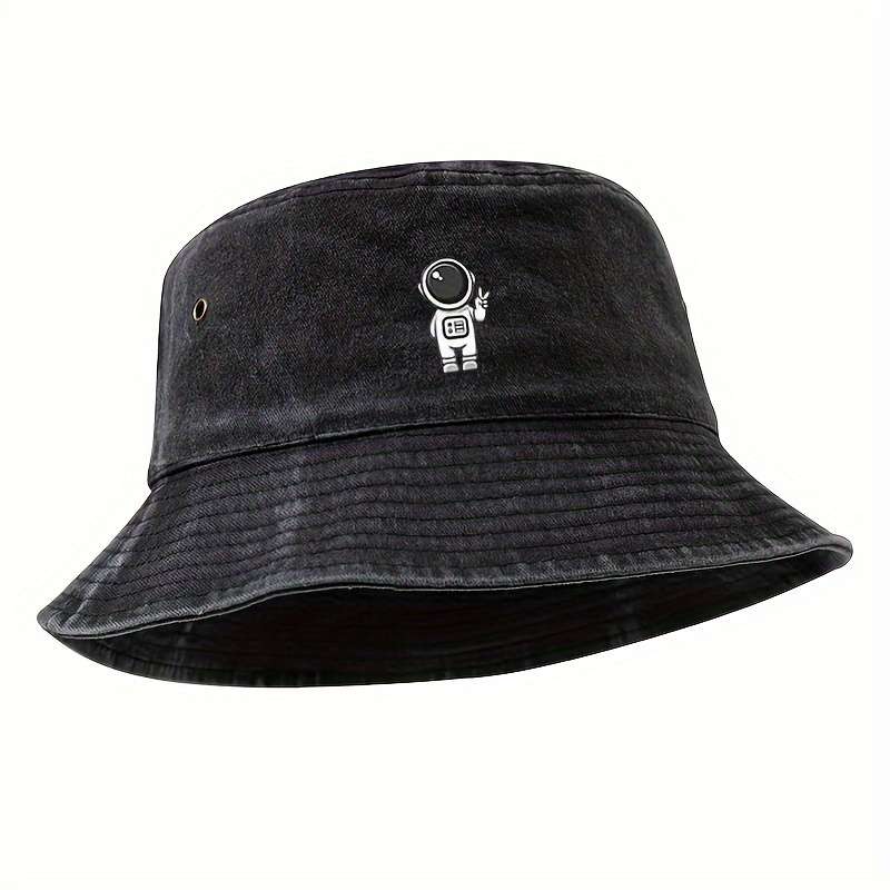 1pc MAKEFGE Men's Fashionable Astronaut Cartoon Bucket Hat Soft Top Sun Protection Casual Outdo