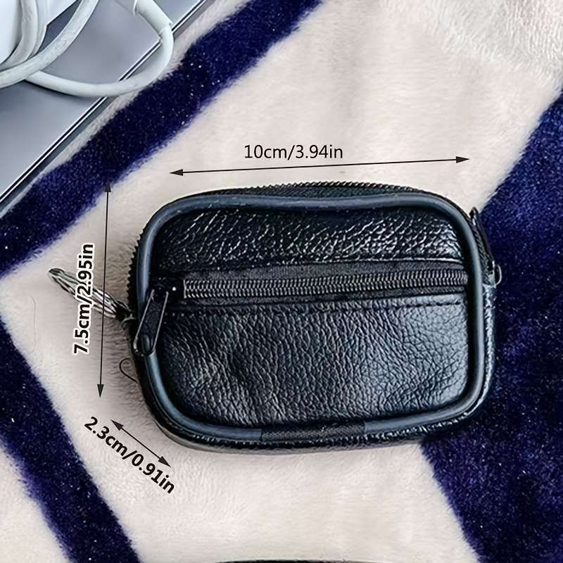 1pc Mini Men'S Elegant Black Leather Fanny Pack with Coin Purse Card Holder Portable Multi