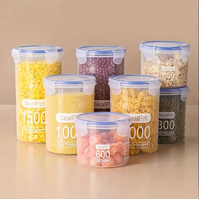 4pcs 1000ml/33.82oz Airtight Flip Top Clear Plastic Jars