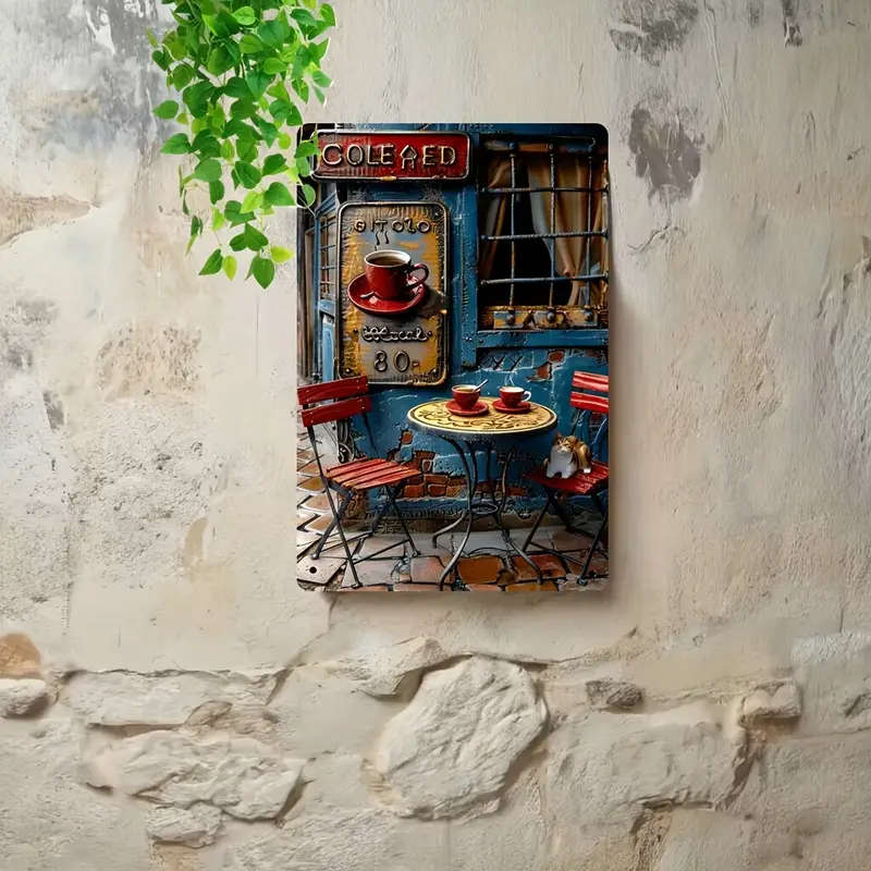 1pc Vintage Little Lane Coffee Metal Tin Sign 20.32cmx30.48cm Ideal for Home Cafe Garage and Bar Wal