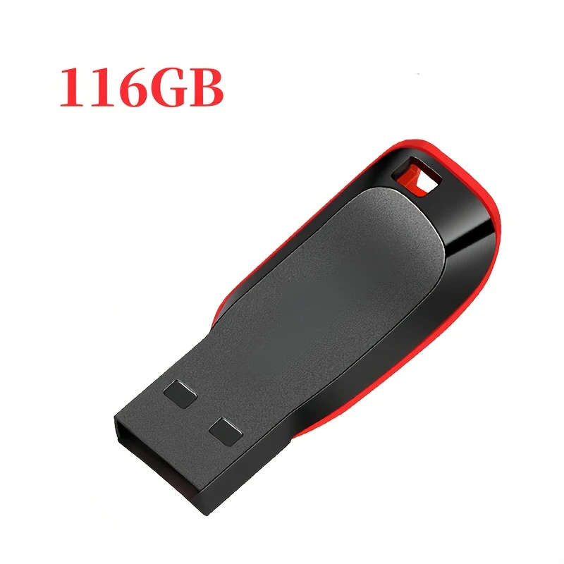 1pc High-Speed USB 2.0 Flash Drive 116GB Memory Stick Red Black for Computers Smart TVs Car Audio