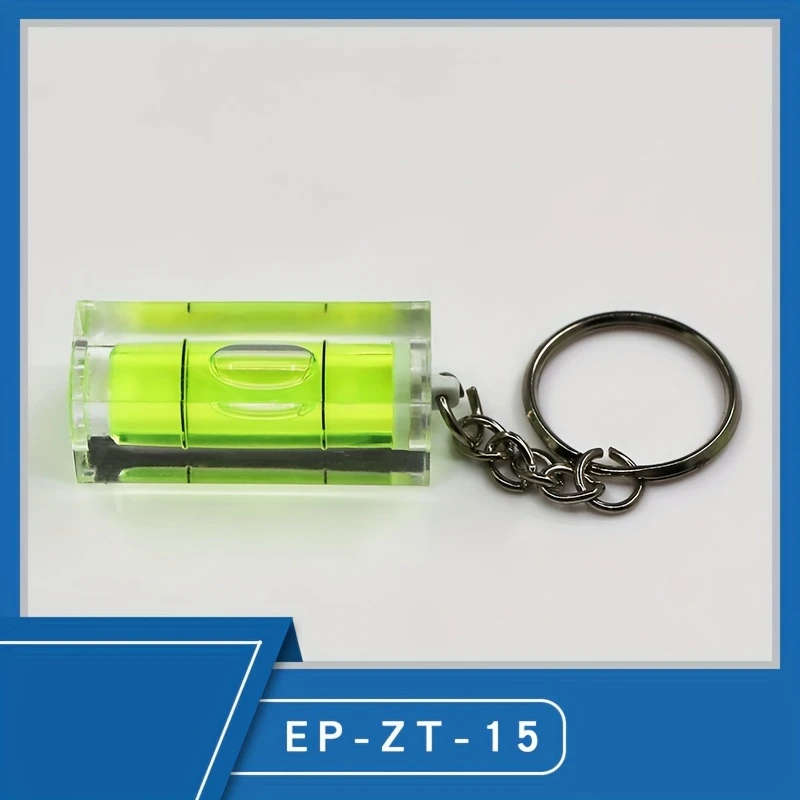 1pc Compact Acrylic Keychain Level Portable Integrated Bubble Design with Blue Green Tube Levels