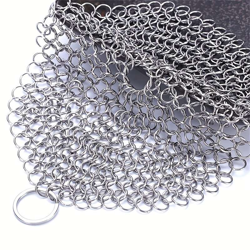 1pc Stainless Steel Scouring Pad with Plastic Handle Durable Reusable Kitchen Cleaning Tool for