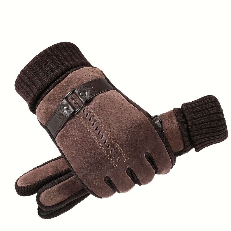 1 Pair Khaki Warm Gloves
