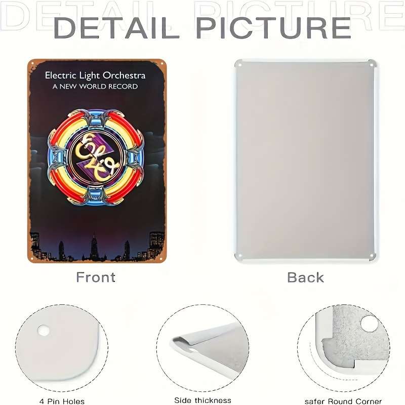 1pc Electric Light Orchestra Vintage Metal Wall Art Sign 20.32x30.48 cm Iron Decorative Plaque fo