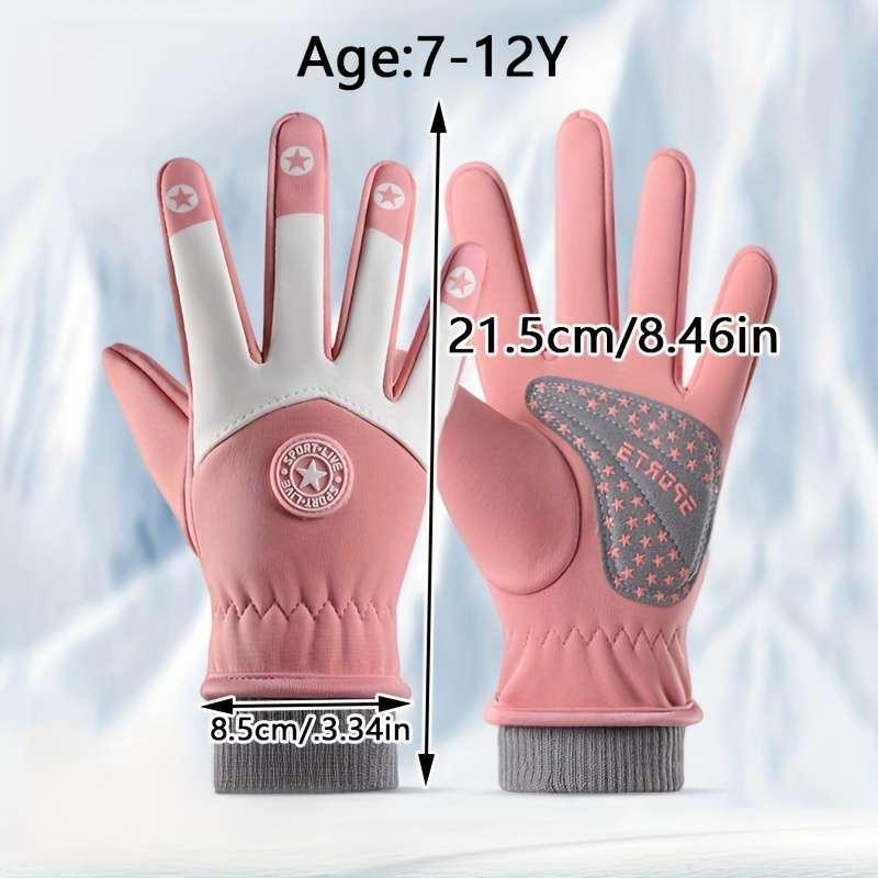 1 Pair Five Star Ski Gloves Gray Warm Gloves