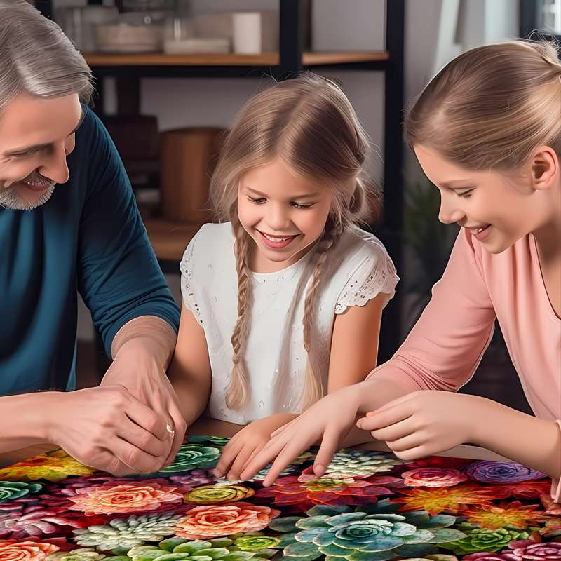 1000pcs Succulent Plants Jigsaw Puzzle for Adults Vibrant Colorful Family Puzzle T