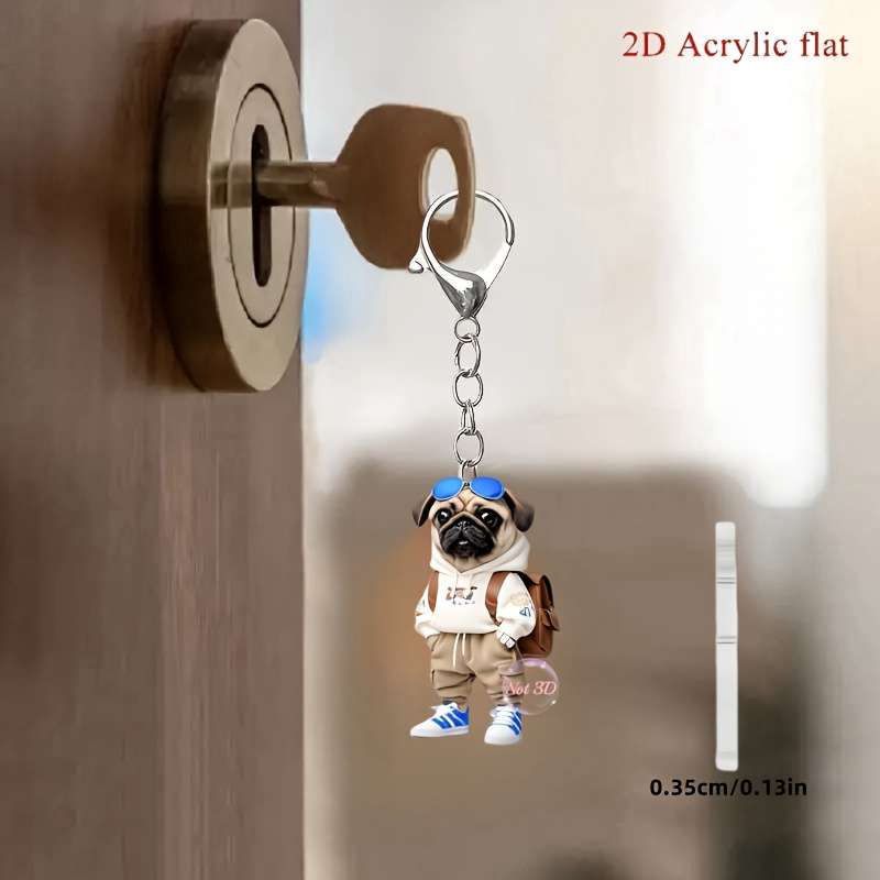 1pc 2D Flat   cute backpack Habadog acrylic keychain suitable for decorating bags and car keys