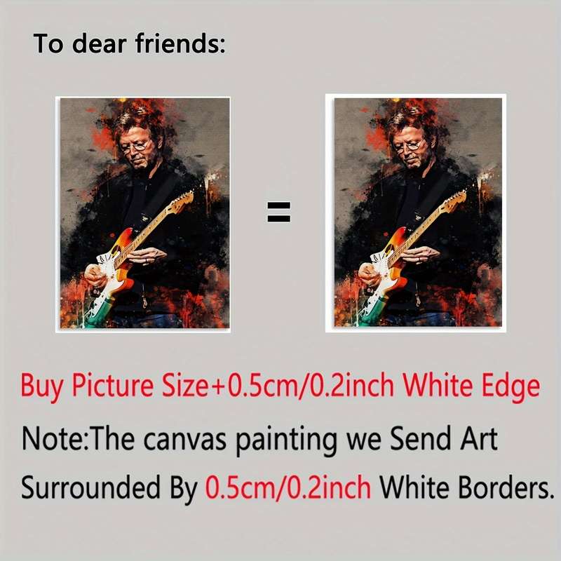 1pc  Eric Clapton Guitarist Canvas Art Vibrant 30.48x45.72cm Wall Decor Fiery Abstract Backgr