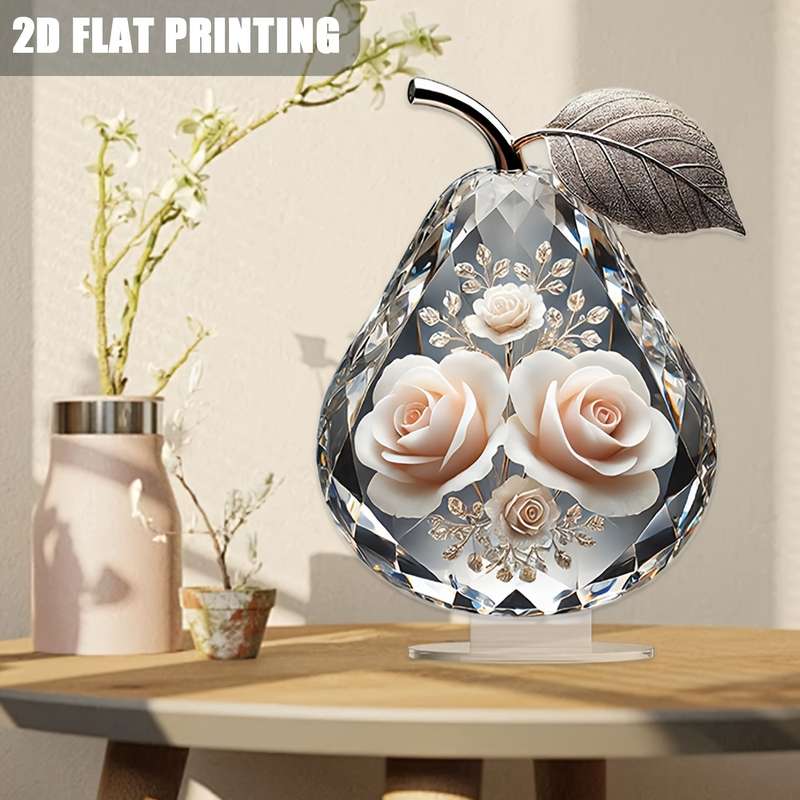 1pc 2D Flat   color high-definition printing  of artistic decorative acrylic pear-shaped