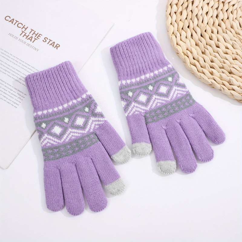 1 Pair Beige Color Warm Gloves