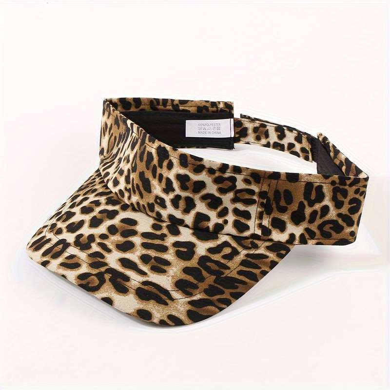 1pc Unisex Leopard Print Sun Visor Hat Adjustable Baseball Cap Empty Top Golf Tennis Visors For Out