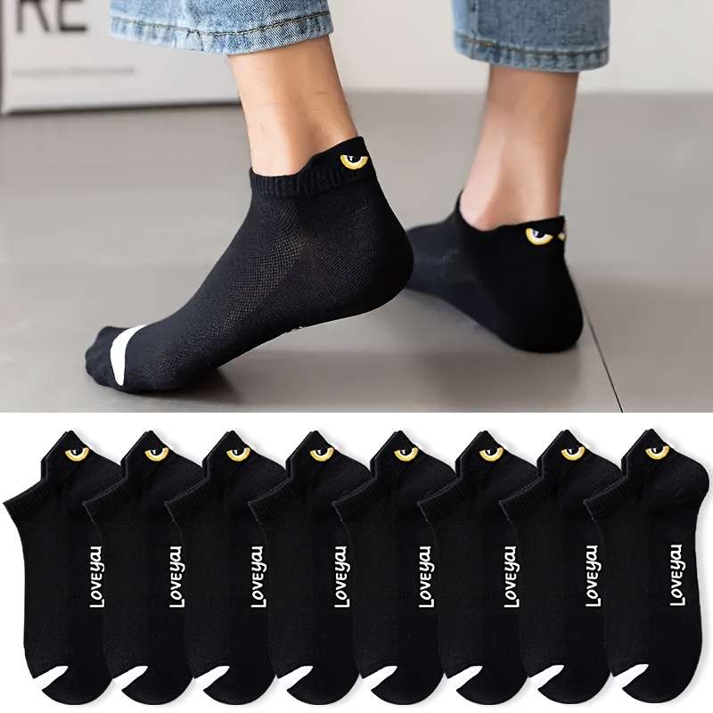 8 Pairs Black One Size High Elastic Socks