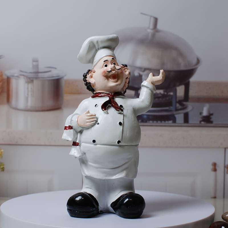 1pc Resin Chef Figurine with Towel Decorative Singing Chef Statue for Kitchen Indoor Use Non-El