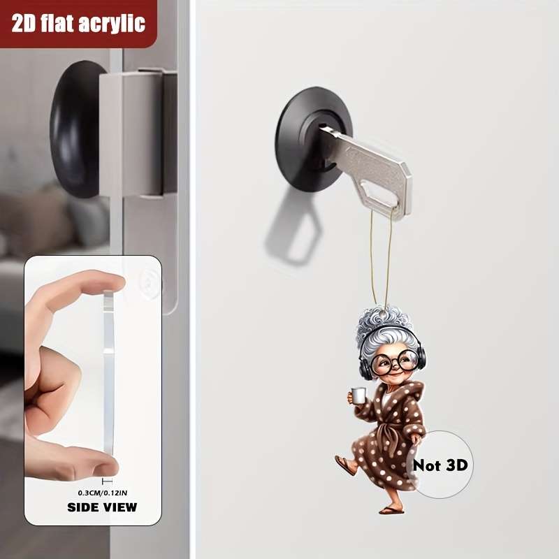 1pc 2D Flat   Cute Fashionable  Acrylic Grandma Pendant Charming Brown Dress Headpho