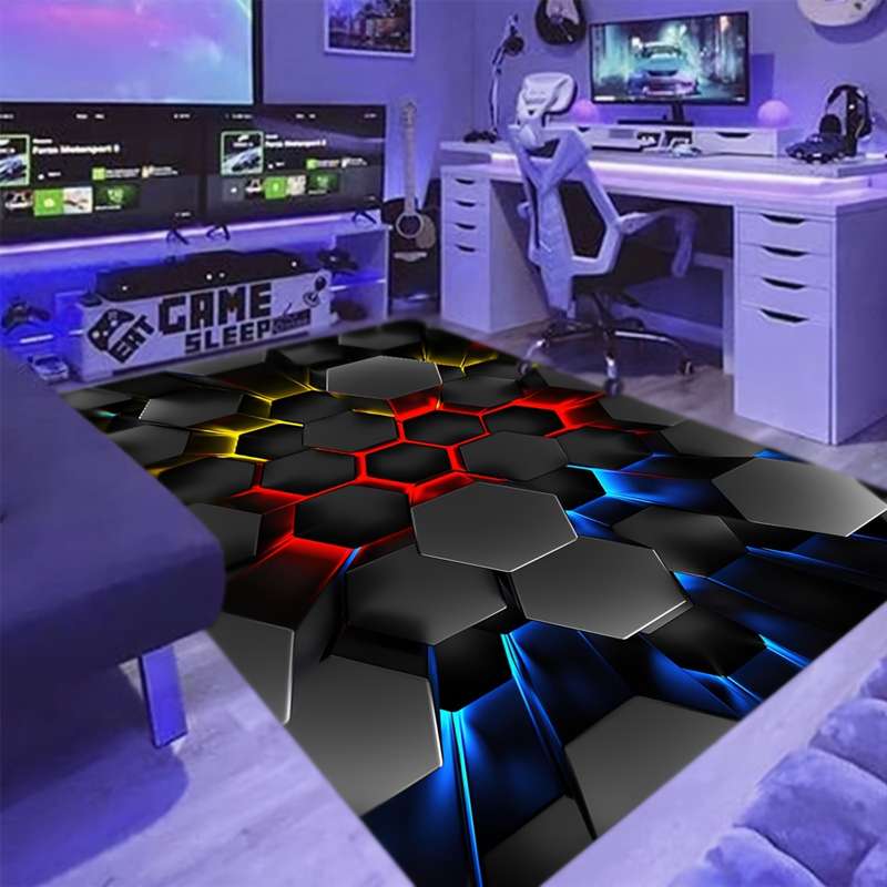 1Pc 100x150cm 39.3x59inch Hexagon Floor Mat