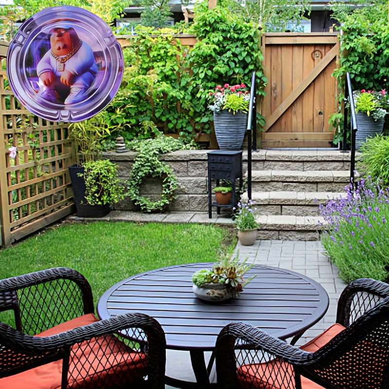 1pc Cartoon Flower Pattern Glass Ashtray 85mm Round Ashtray Family Style Glass Ashtray Smok
