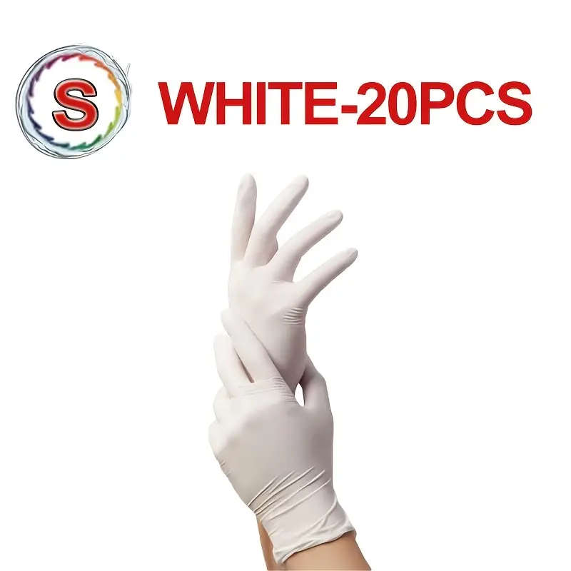 20pcs White Disposable Nitrile Gloves Latex Free Gloves Size S Durable Household Cleaning Gloves