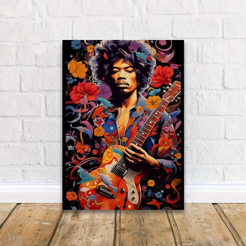 1pc Vibrant Jimi Hendrix Electric Guitar Canvas Poster Unframed 30.48x45.72 cm Wall Art with Colo