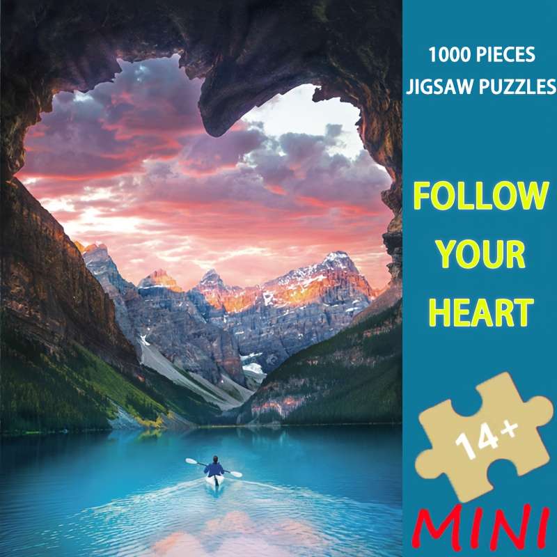 1000pcs MINI PUZZLE Follow Your Heart 38x26cm Vintage Love Compass Puzzle Heart-Shap