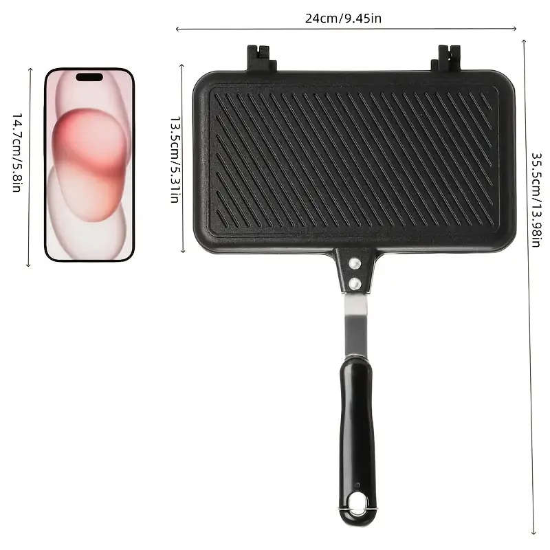 Non-Stick Aluminum Alloy Double-Sided Frying Pan With Handle