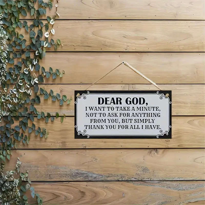 1pc Contemporary Manufactured Wood Prayer Sign Dear God Inspirational Wall Decor for Living Room Por
