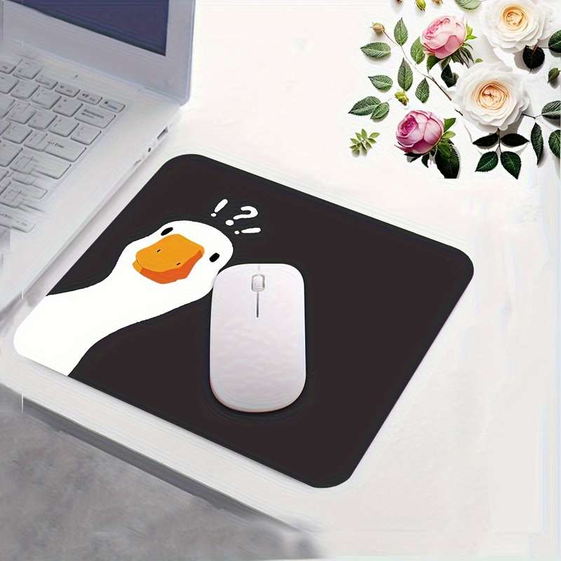 1pc Fun Duck Design Mouse Pad Non-Slip Stitched Edge Desk Mat for Office Home Perfe
