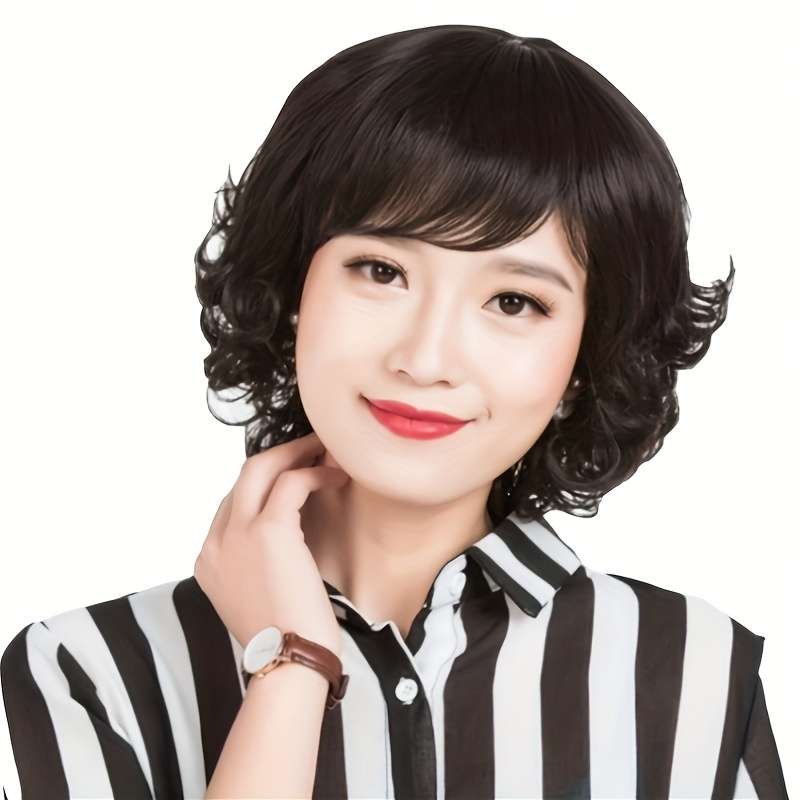 1Pc Black 35.56cm Fashion Design Wig