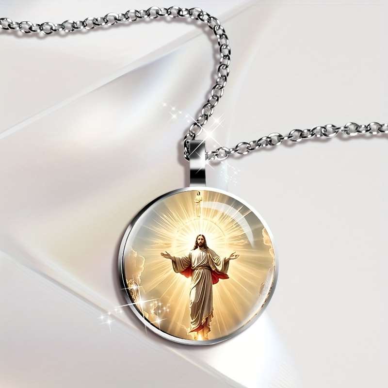 1 Piece Silvery Jesus Theme Pendant