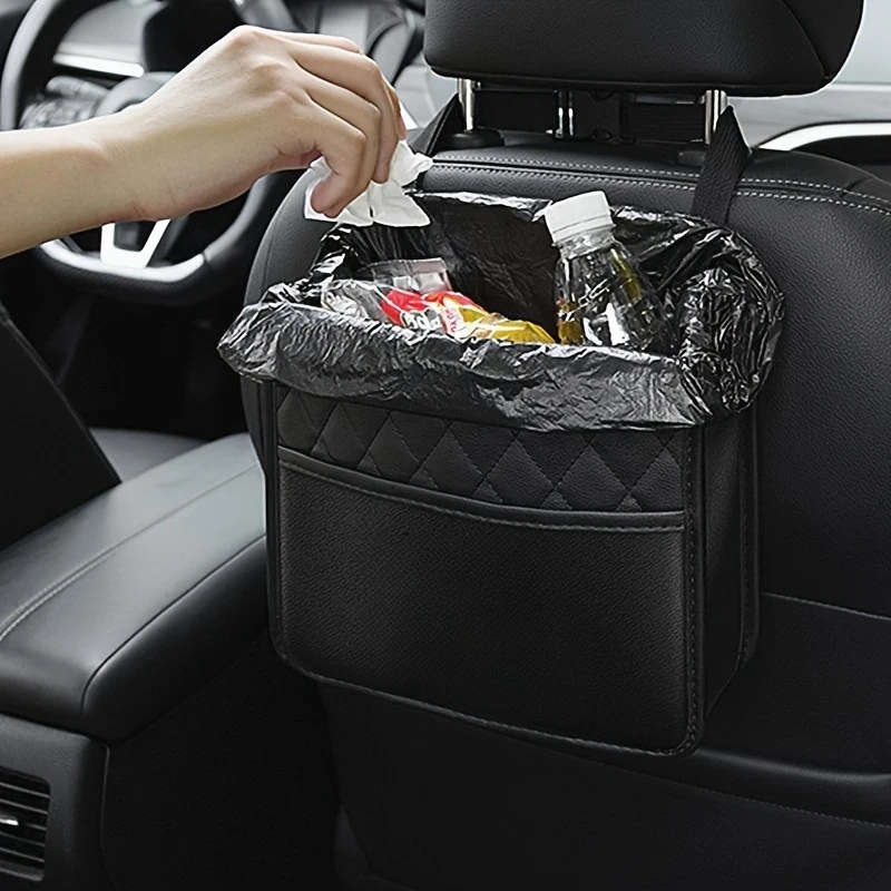 1pc Premium Faux Leather Car Seat Organizer Spacious Durable Easy-Clean Storage Bag for All Vehicles