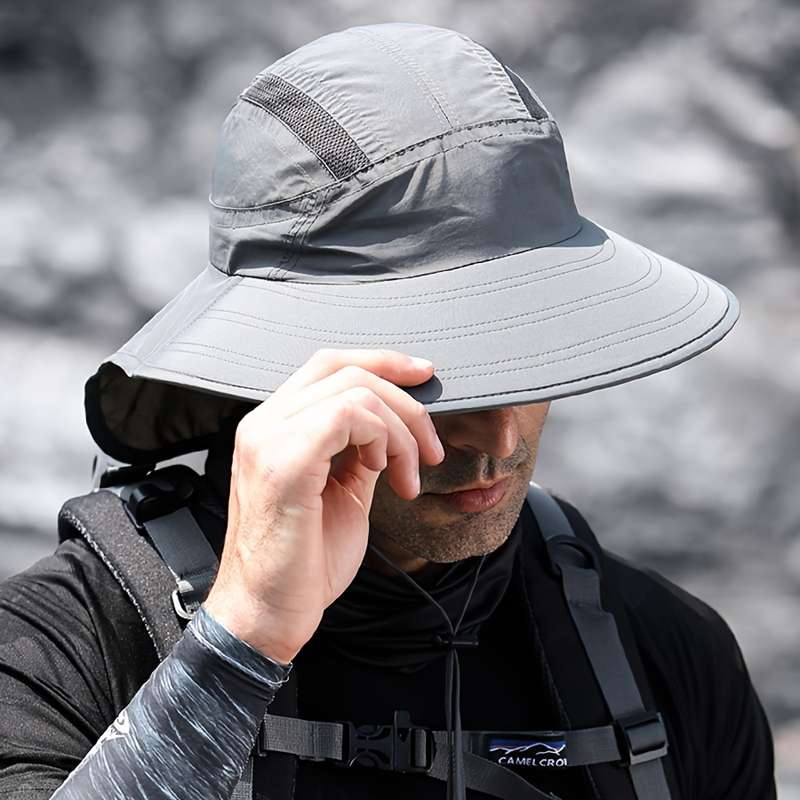 1pc Unisex Sun Protection Hat Summer Hiking Face-Covering Bucket Hat Wide Brim UV Protection Cap
