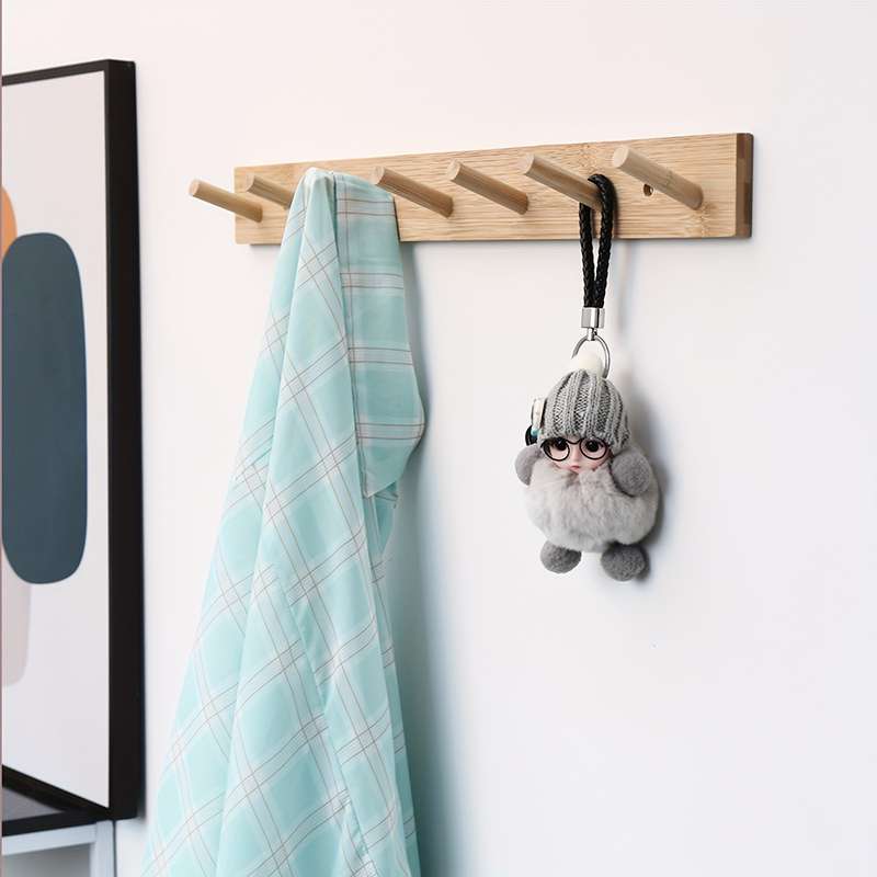Wall-Mounted Coat Racks Bamboo Clothes Towel Hat Handbags Key Coat Hooks for Living Room Bedroom Ent