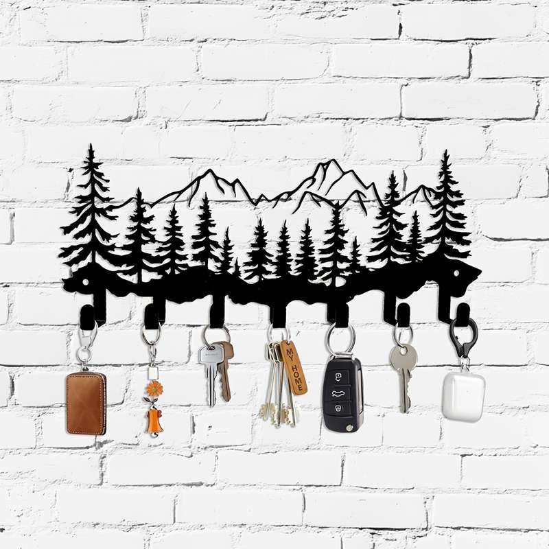 A Metal Forest-Themed Hook for Hanging Clothes And Keys Featuring Creative Ironwork Design Suitabl