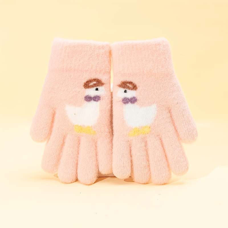 1 Pair Purple 6 To 12 Years Old Warm Gloves