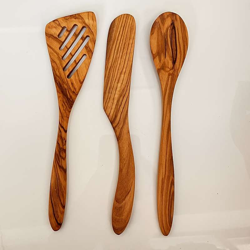 22.8Cm Professional Three-Piece Set Olive Wood Kitchenware Set   Anti-Scalding Frying Spatula
