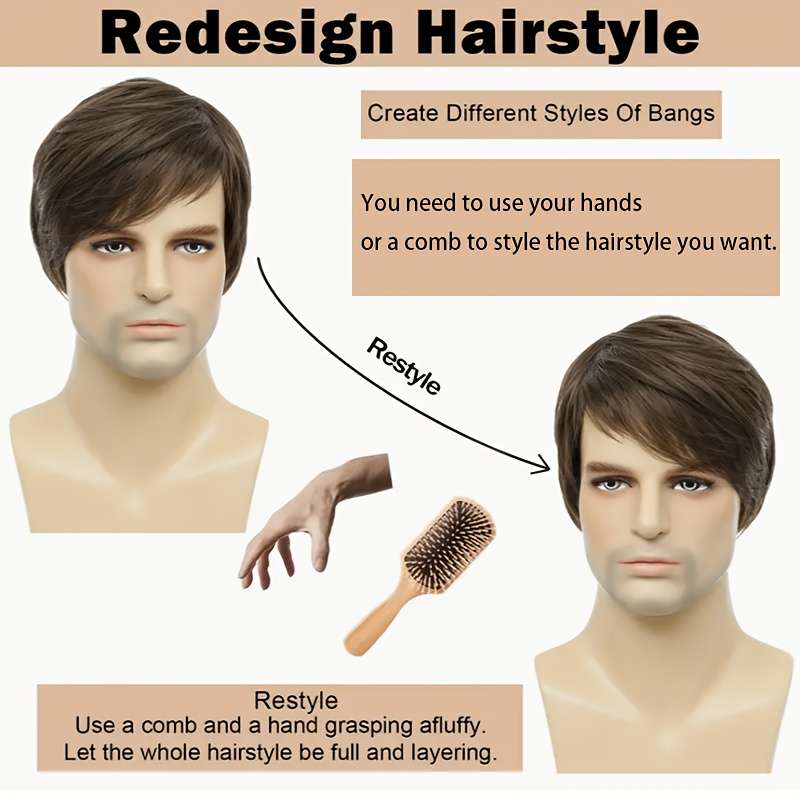 1Pc Dark Brown 40.64cm Fashion Design Wig