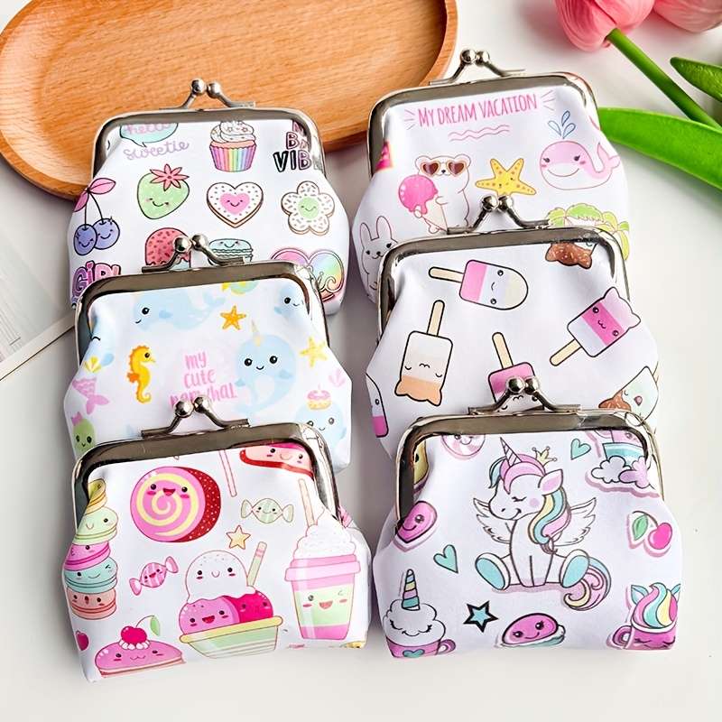 1pc Cute Cartoon Coin Purse Wallet Stylish Mini Storage Pouch for Lipstick Keys Cards Coins