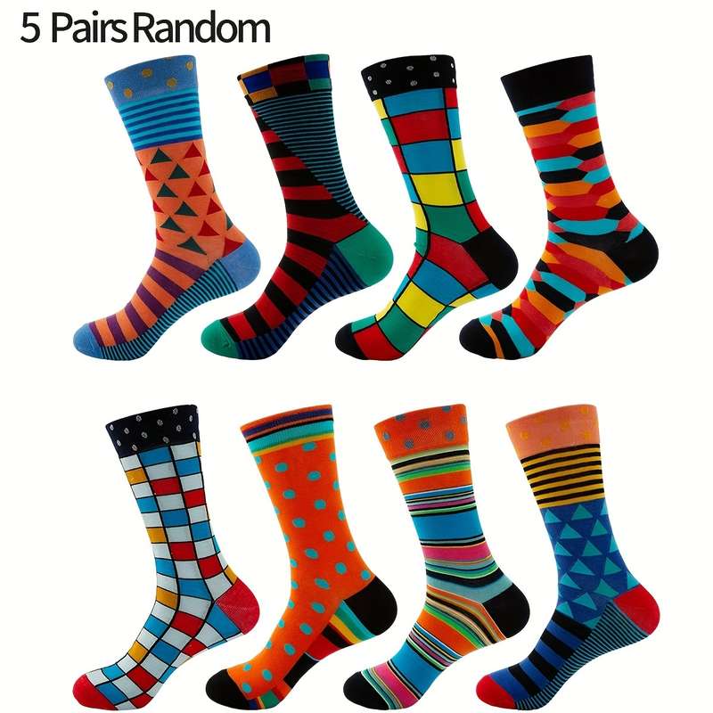 5 Pairs Mixed Color Random Pack One Size High Elastic Socks