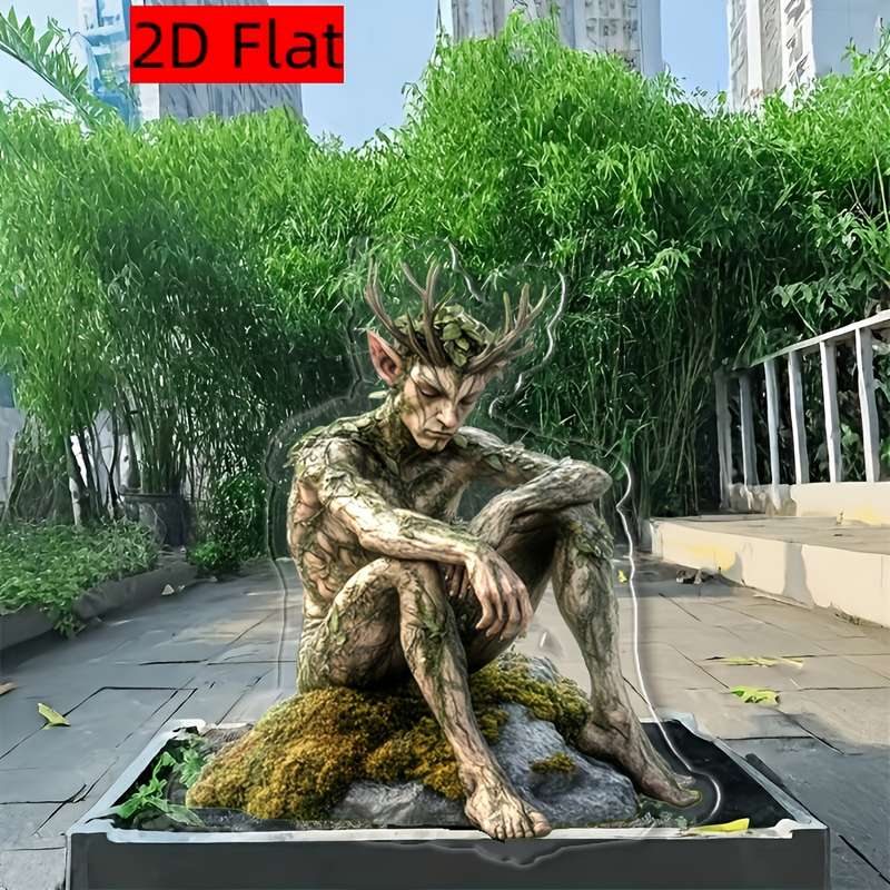 1pc 2D Flat  Bohemian Green Elf Acrylic Sculpture Whimsical Garden Stake Decoration Perfect for Ou