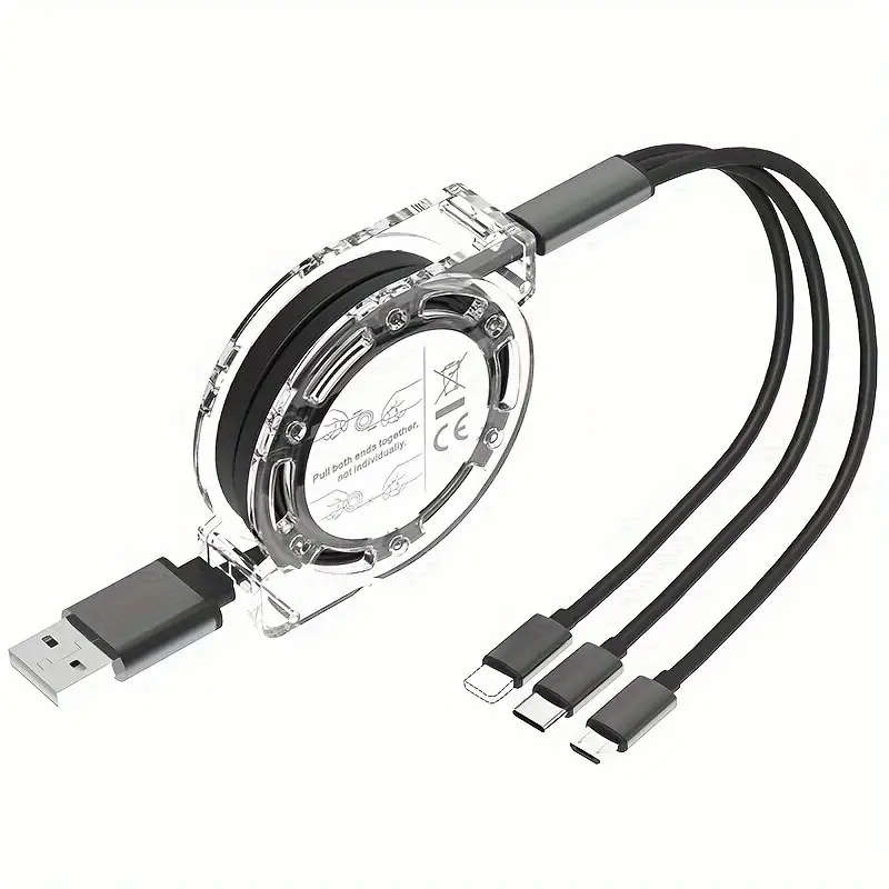 3in 1 Suitable for iPhone TYPE-C Micro b telescopic one to three mobile charging cable