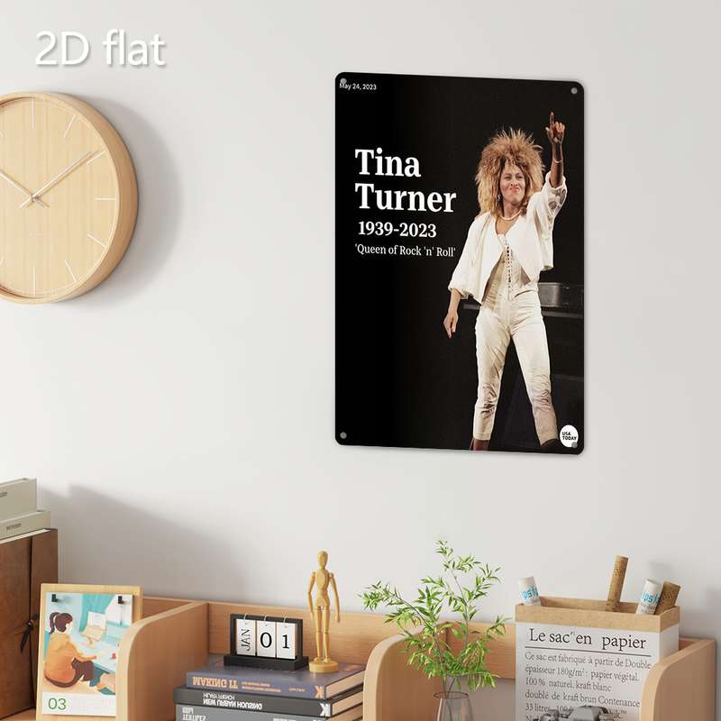 1pc 2D Flat  Tina Turner Tribute Metal Wall Art Pre-Drilled Holes Weather-Resistant Iron Si