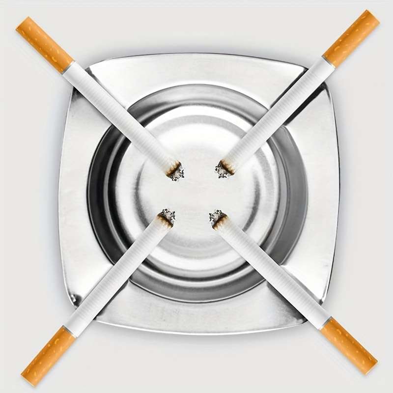 10pcs Stainless Steel Ashtray Set Traditional Square Design for Indoor Outdoor Use Durab