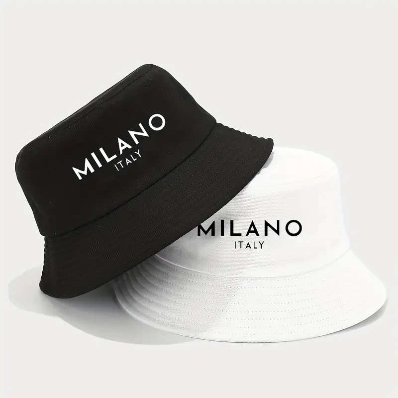 1pc MILANO ITALY Printed Bucket Hat Breathable Sun Hat Outdoor Sports Vacation Travel Foldable Fishe