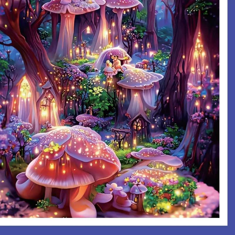 1000pcs Mini Jigsaw Puzzle Enchanting Fairy Tale Wonderland Scene with Glowing Mush